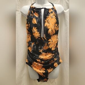 B2PRITY One Piece Black Floral Bathing Suit SZ XL